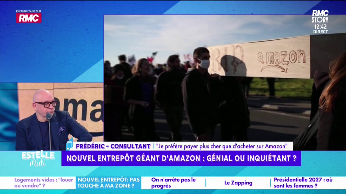 📦 Nouvel entrepôt d’Amazon 📞 Frédéric : "Je boycotte, je suis contre Amazon ! Je ne comprends pas cette utilité de "fainéants" de commander, de dire : "C'est moins cher, les retours sont gratuits..." D'accepter que des gens soient payés au Smic alors qu'on a des commerçants !"