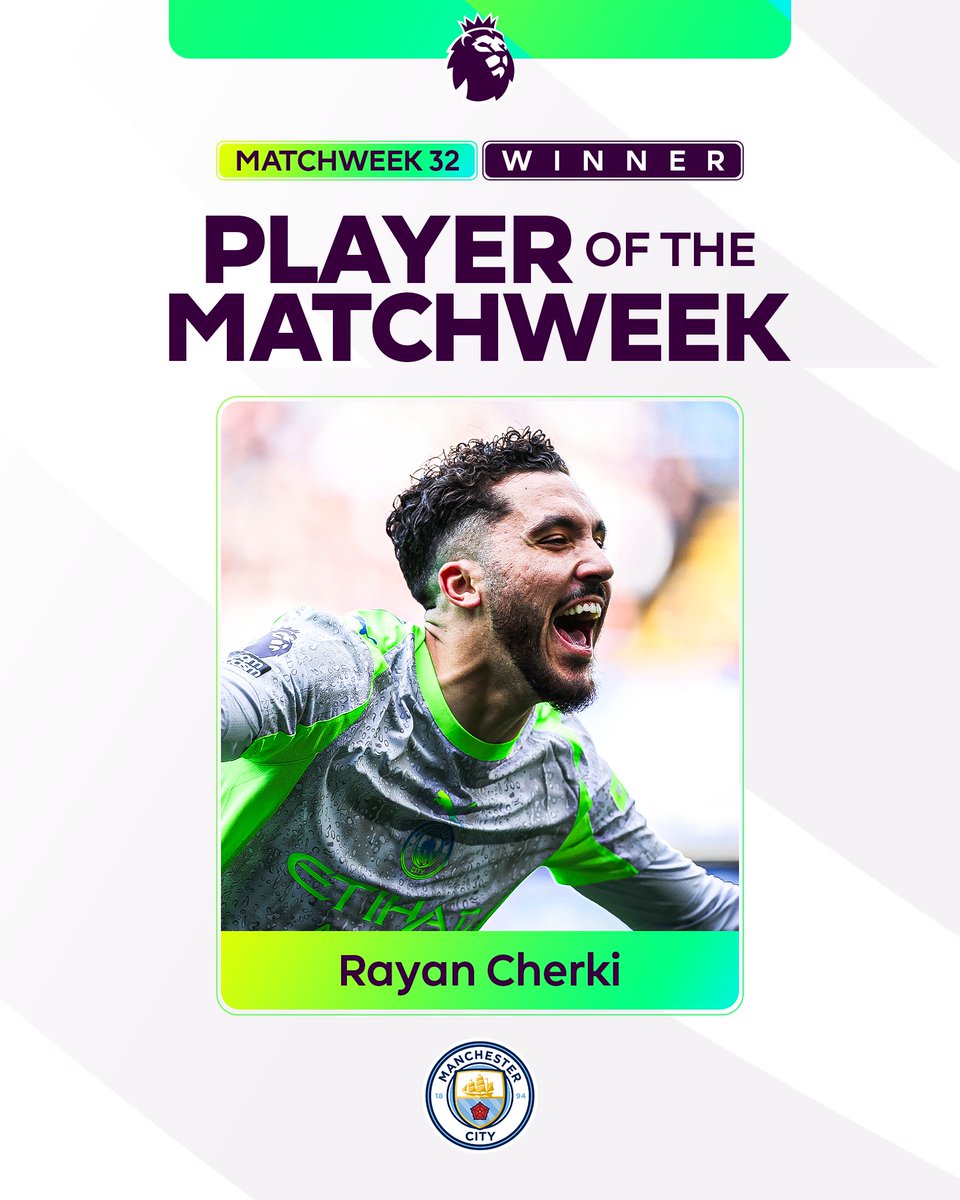 A dazzling display from Rayan Cherki against Chelsea, including a pair of assists 💫 You voted the Manchester City midfielder as your Player of the Matchweek!