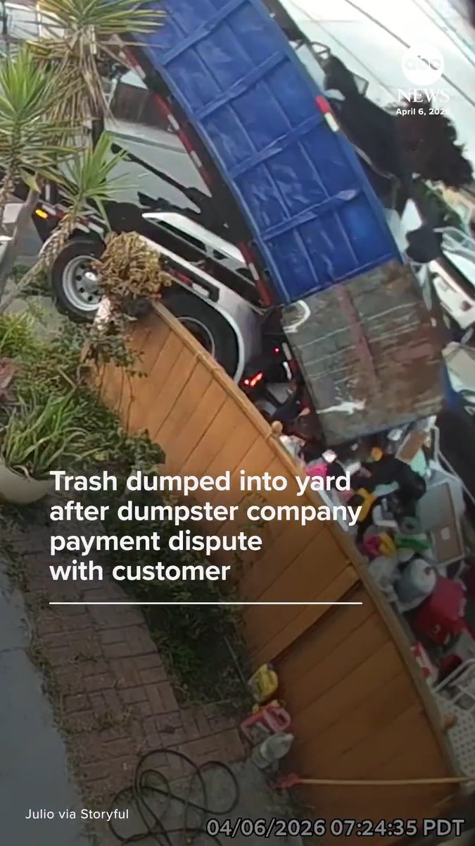 A dumpster company emptied a full load of trash into the yard of a customer they said failed to pay a bill in San Pablo, California.