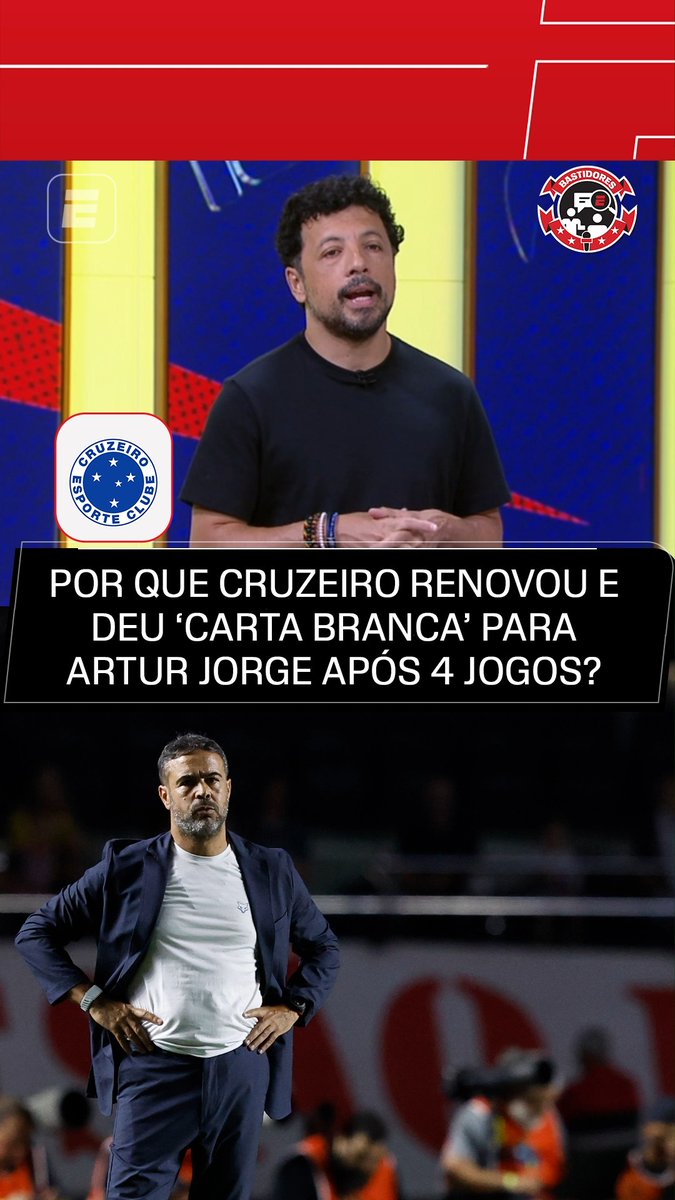 Quatro jogos foram suficientes para que o Cruzeiro renovasse o contrato do treinador recém-chegado Artur Jorge até 2030. ✍️🔵 André Hernan e Bruno Andrade trazem os bastidores dessa decisão. 🔎⚽️🔥 Saiba TUDO do mercado da bola no Fala a Fonte! De segunda a sexta, às 09h, AO VIVO no YouTube da ESPN Brasil! #FalaFonte #FutebolNaESPN #ArturJorge #Cruzeiro