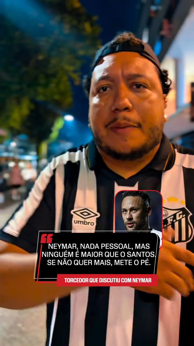 'NINGUÉM É MAIOR QUE O SANTOS' - Torcedor que discutiu com Neymar após empate contra o Recoleta se manifesta nas redes sociais e diz que, apesar de ser ídolo do Santos, Neymar deveria "sair do Santos se não quiser mais ficar" 🎥vitaooficial/IG #FutebolNaESPN #Santos #Neymar