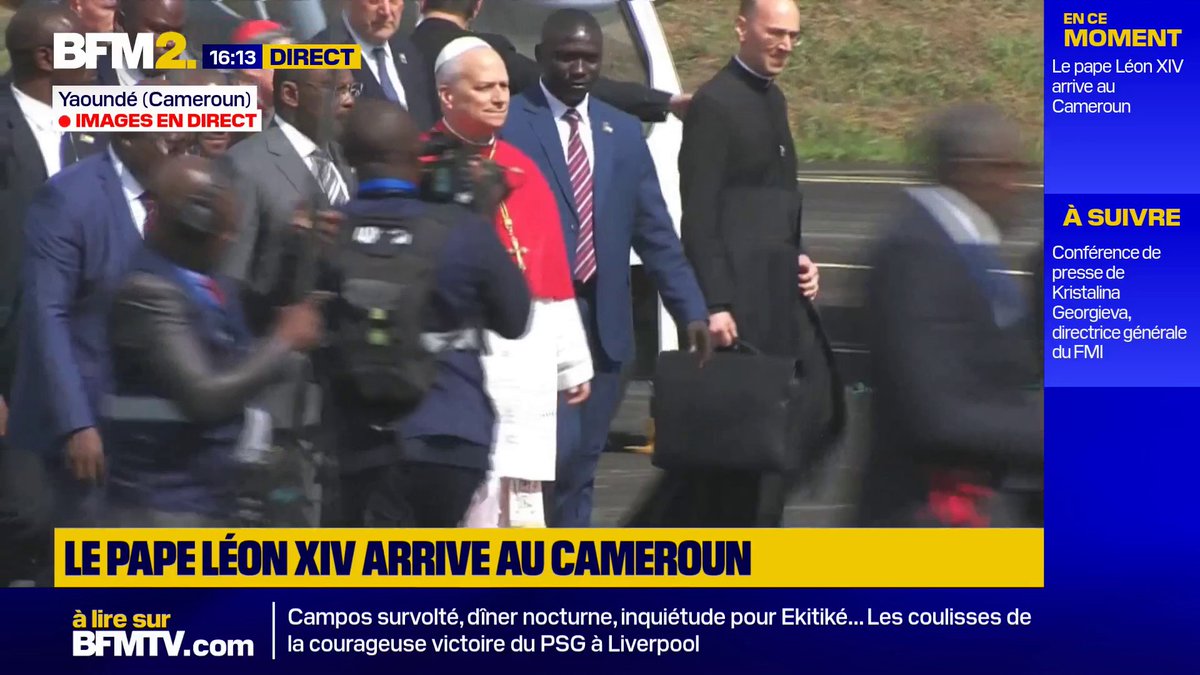 Le pape Léon XIV est arrivé à Yaoundé pour une visite de 4 jours. #PapeAuCameroun2026 #Cameroon