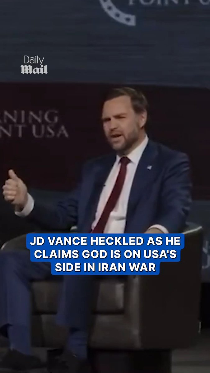 JD Vance heckled as he claims God is on USA's side in Iran war.