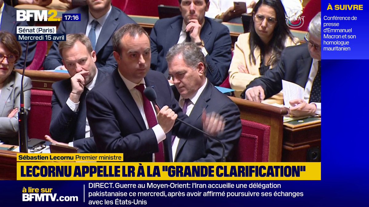 "Si vous étiez à ma place, c'est avec le Rassemblement National que vous iriez bâtir des compromis ? Ou avec la gauche républicaine ? C'est aussi simple que cela, et c'est le moment de la grande clarification", lance Sébastien Lecornu aux sénateurs LR #BFM2