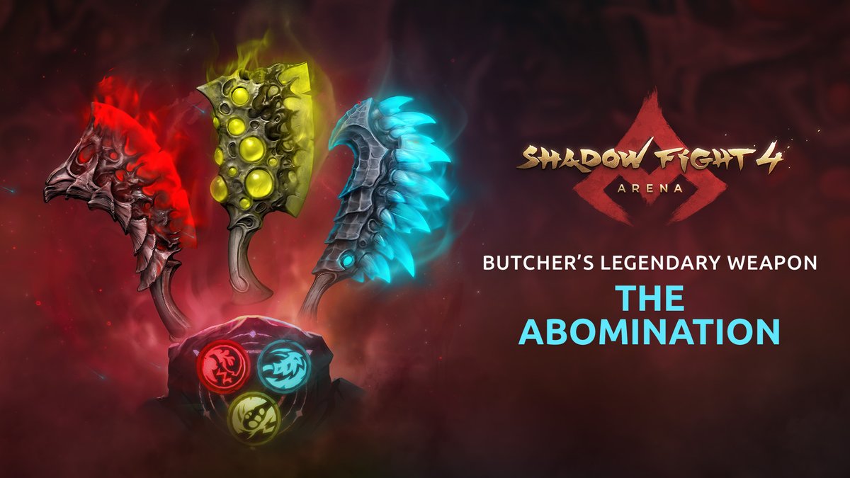 Three experiments — one weapon! Not to mention that you can choose your desired form at the start of each round! Behold our first legendary weapon — “The Abomination”! Turn the Shadow Tournament into your very own slaughterhouse tomorrow! Saw, chop, crush!🔪