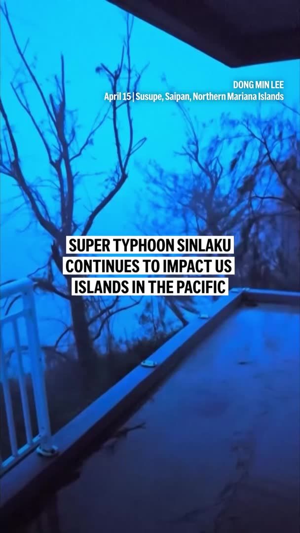 Super Typhoon Sinlaku steadily battered a pair of remote U.S. islands in the Pacific Ocean with ferocious winds and relentless rains, shredding tin roofs and forcing residents to take cover from flying tree limbs.
