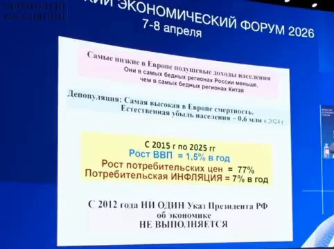 Академик Роберт Нигматулин на Московском экономическом форуме подводит итоги, куда Путин завёл Россию.