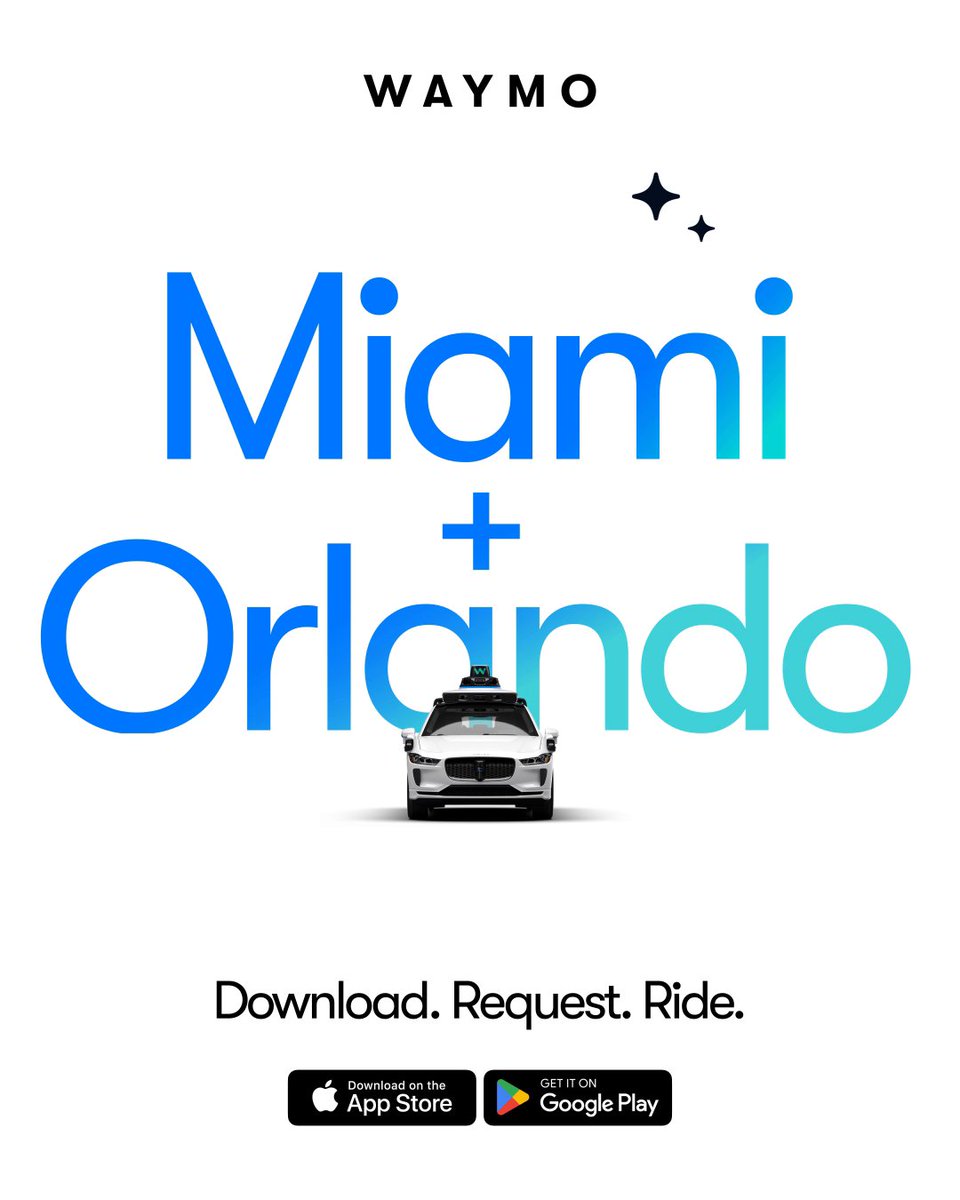 Miami 🌴 Orlando 🍊— Starting now, anyone can hail a fully autonomous ride. No codes. No waiting. Just a little magic and the future of transportation. 🚀