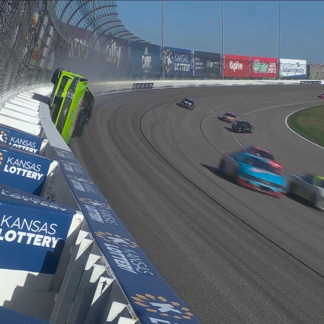 A wild ride for Zane Smith at Kansas Speedway. 😮