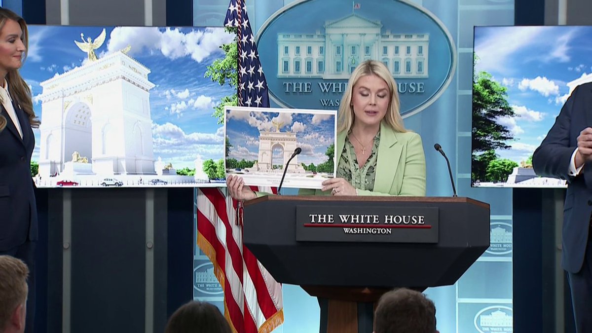 White House Press Secretary Karoline Leavitt says President Trump and the Department of the Interior will submit plans for a 250-foot “United States Triumphal Arch” to mark America’s 250th birthday. The proposed monument would stand on Columbia Island in the Potomac River, on land managed by the National Park Service.