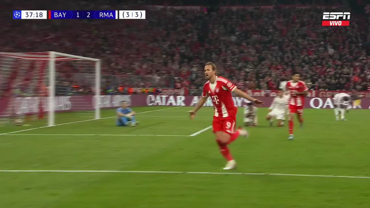 🤯🍿 HARRY KANE VUELVE A PONER AL BAYERN ARRIBA EN LA SERIE, AHORA 4-3. Y van apenas 37 MINUTOS. 🚬