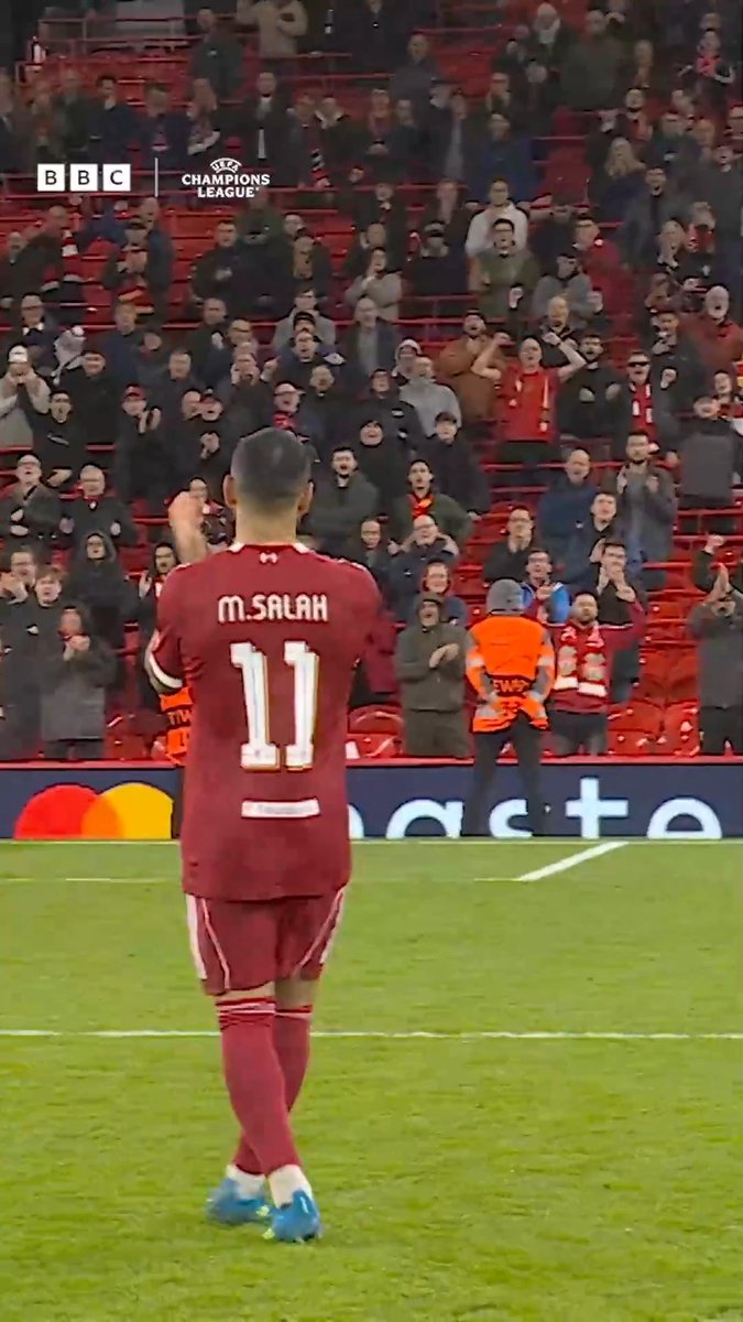 The end of a European chapter for Mohamed Salah at Liverpool 🔴 He was serenaded by the Anfield crowd as he left the pitch against PSG.