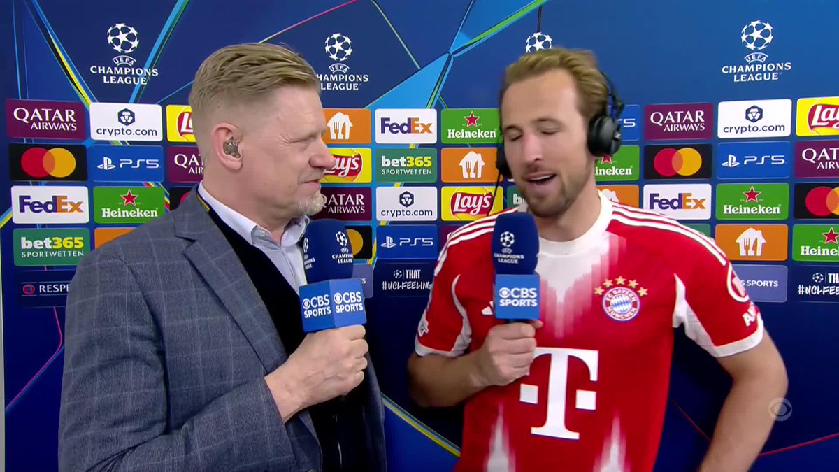 "I was telling him to run to the corner as well!" 😂 Harry Kane on THAT Michael Olise goal 😅