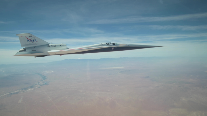 Wheels up for NASA’s X-59. ✈️ In its first wheels-up flight, the aircraft revealed its sleek, streamlined design—key to reducing sonic booms to a quiet thump. See how this milestone moves us closer to quiet supersonic flight over land: