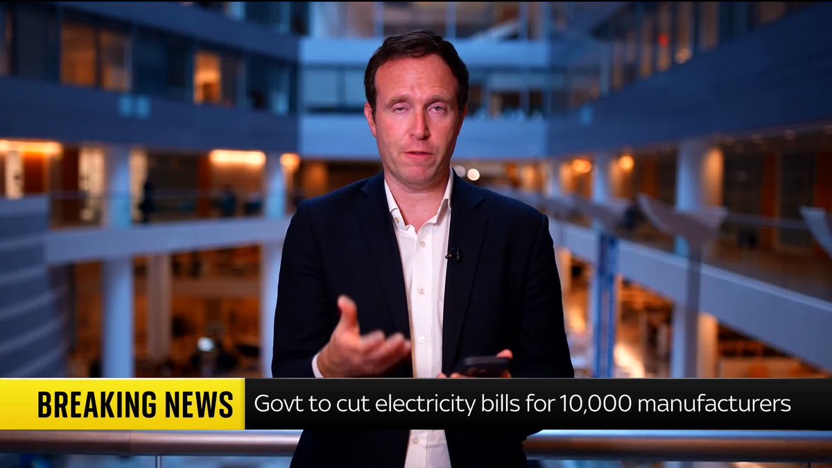 BREAKING: The chancellor has confirmed that electricity bills will be cut by up to 25% for over 10,000 businesses Read more: 📺 Sky 501, Virgin 602, Freeview 233 and YouTube