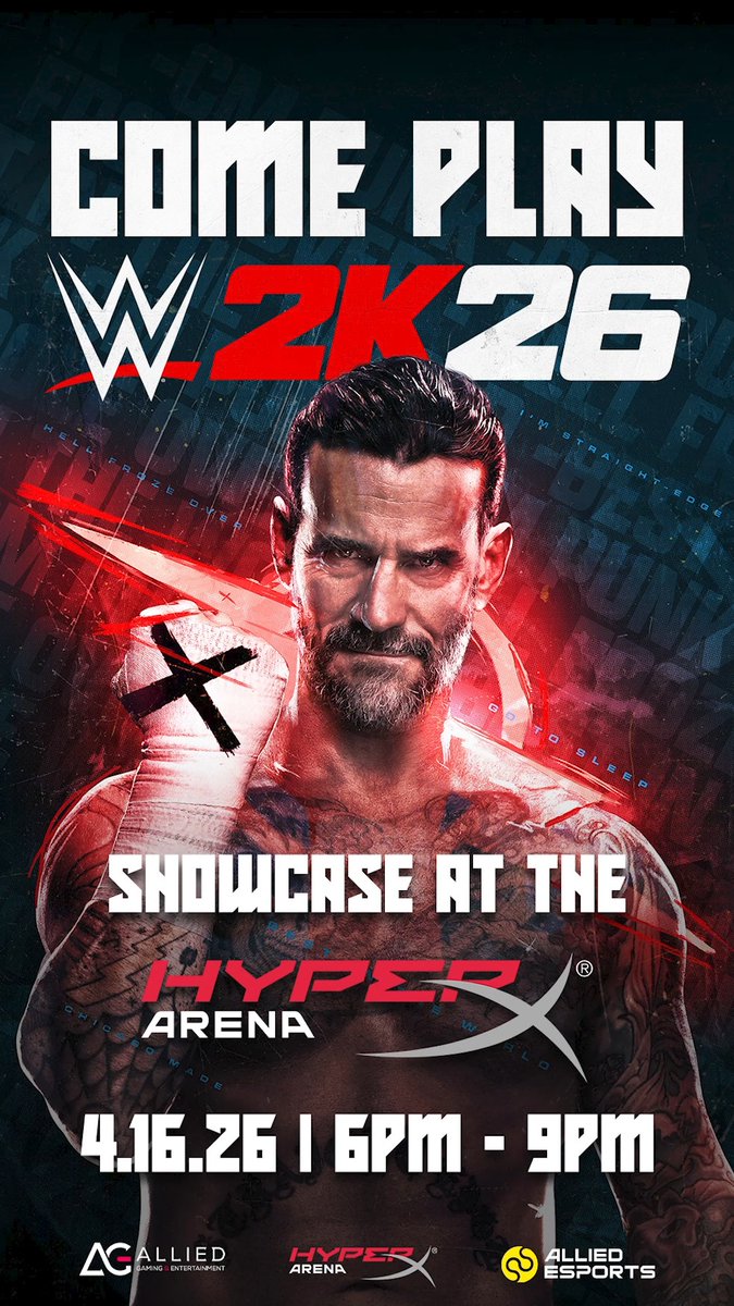 Join us tomorrow as #WWE2K26 brings a night of 2K26 to the HyperX Arena!! ๐ฅ The game will take over the entire lobby so come down for a chance to take part in the nights showcase! ๐ฅ #WWE2K26