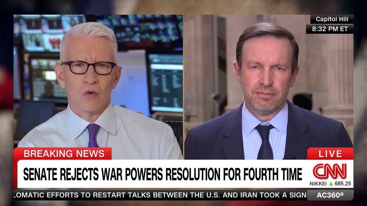 Sen. Chris Murphy says he will continue to force the war powers resolution vote each week because he thinks GOP lawmakers might eventually join him and his fellow Democrats. “I think it will be harder for Republicans to continue to support a war that is spiraling out of control.”