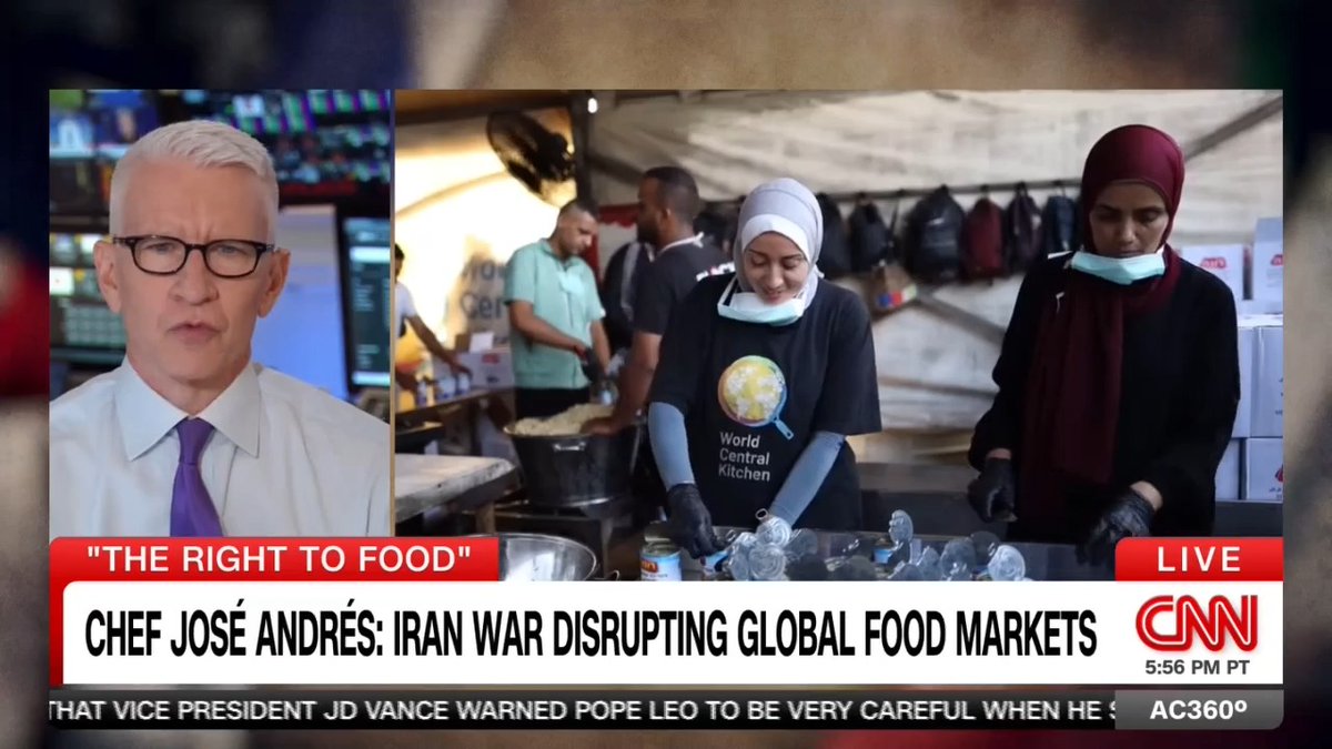 Chef José Andrés, founder of World Central Kitchen, tells Anderson Cooper that the war in Iran is causing the non-profit to reduce feeding operations in Gaza due to rising costs.