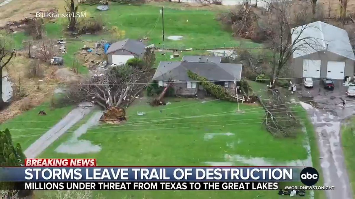 Severe storms left a trail of destruction in the Midwest and Plains, triggering large hail, damaging winds, and multiple reported tornadoes across 4 states. Now, a new round of severe storms on a similar path is threatening millions. Alex Perez reports.