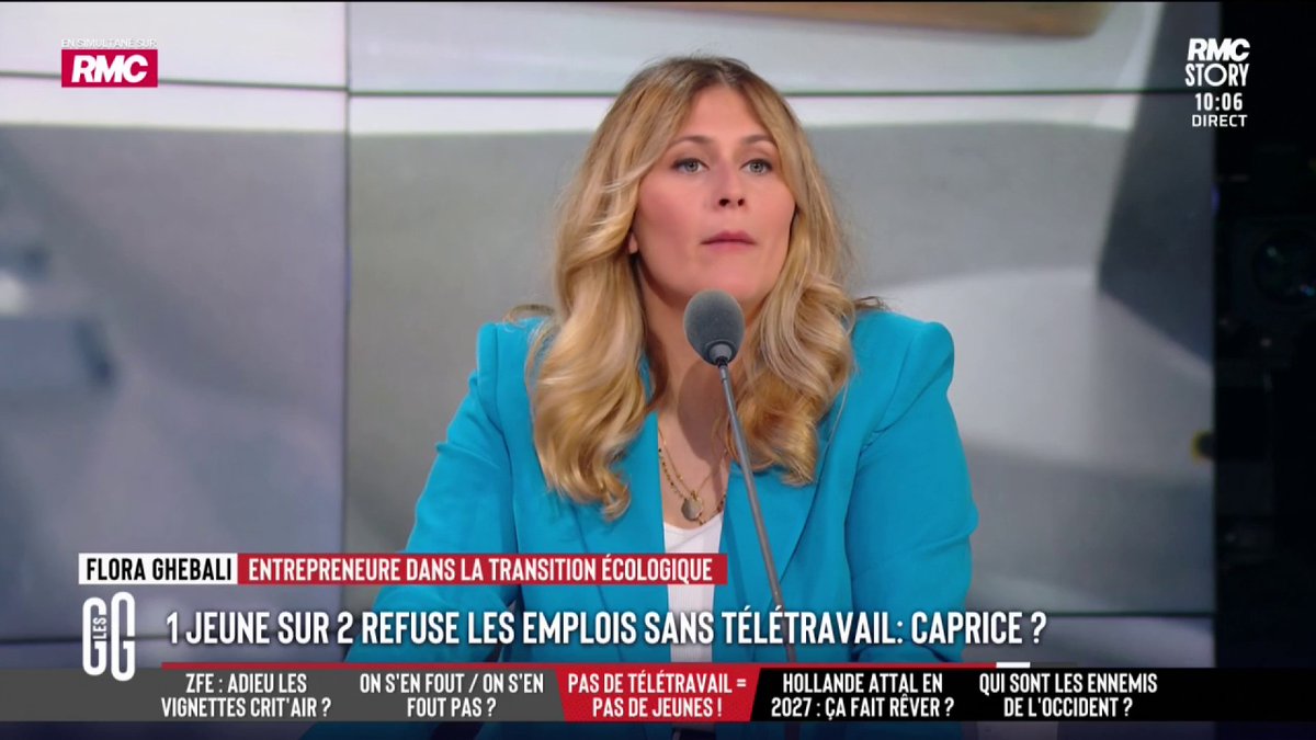 👨💻 Plus de la moitié des jeunes refuserait les postes sans télétravail 🗣️ Flora Ghebali : "Maintenant on vous fait venir, vous faites 1h de transport et vous vous mettez derrière un ordinateur. Il faut du télétravail et quand on est ensemble, on ferme les écrans." #GGRMC