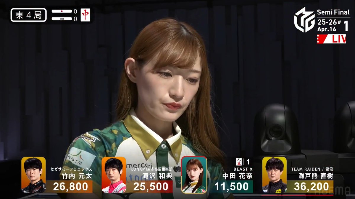 #Mリーグ 2025-26試合ダイジェスト📹 東4局 #中田花奈 選手の満貫のアガリ！ 4着目でこの曲を迎えた中田選手 ドラ2の手をうまく七対子でまとめて 🀏単騎でリーチに踏み切る！ 終盤テンパイが入った滝沢選手から捉えて 8000のアガリで3着目に浮上！ 👇動画タップで今すぐ無料視聴