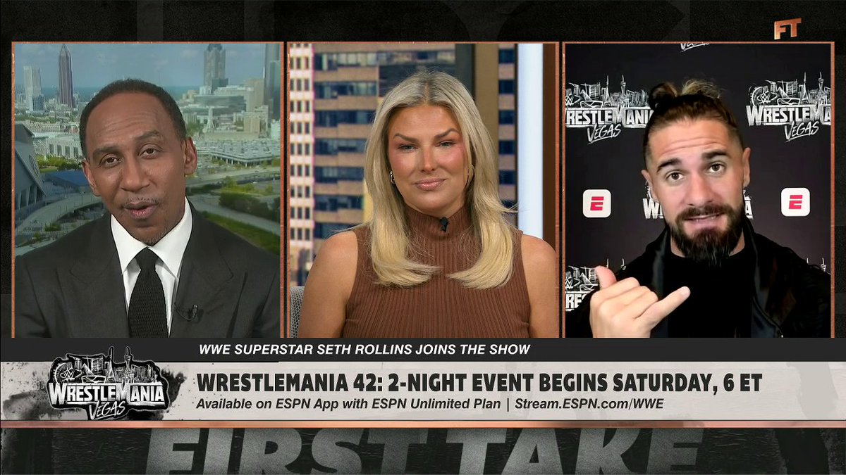 .Seth Rollins joins the show after almost being "banned" by Stephen A Smith 🤣 Stream both nights of #WrestleMania on April 18–19 on the ESPN App with an ESPN Unlimited plan.
