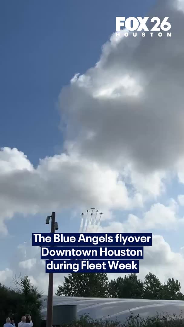 Sound ON for this one! ✈️ The Blue Angels took over the skies in Downtown Houston with a flyover to celebrate Fleet Week!