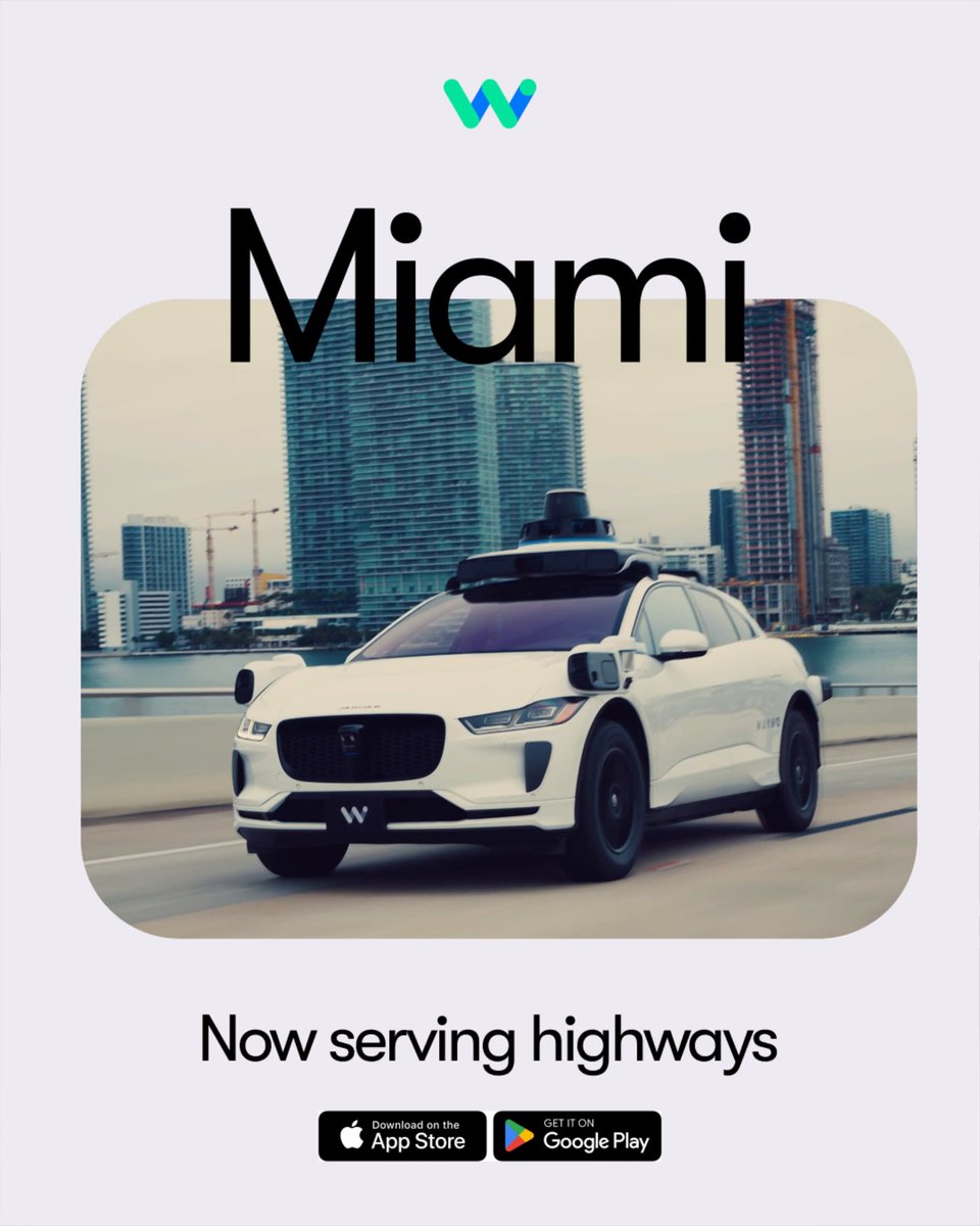 Hola Miami! ✨🌴 Go farther, faster in your city—we’re welcoming our first public riders on Miami highways. Express interest in the Waymo app! 👀