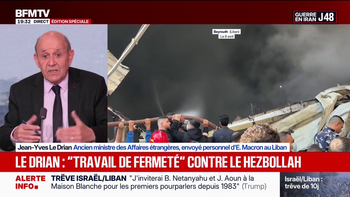 Jean-Yves Le Drian, ancien ministre des Affaires étrangères, affirme qu'il y a "sûrement eu des crimes de guerre" au Liban