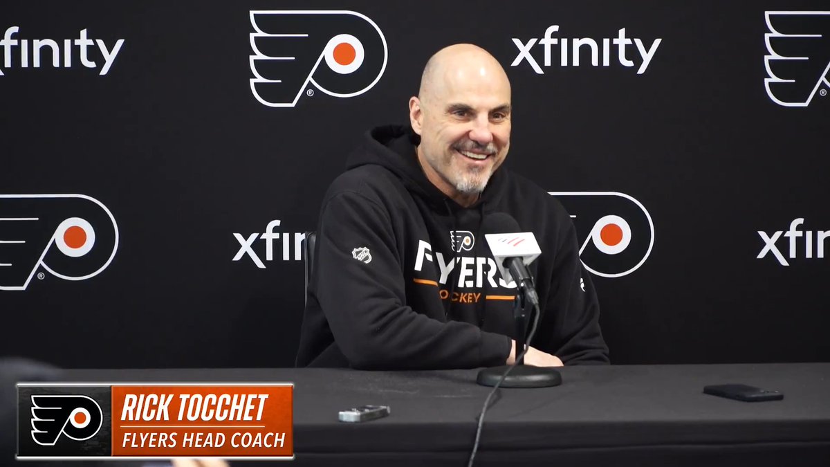 Head coach Rick Tocchet met with the media following Thursday's practice at Flyers Training Center.