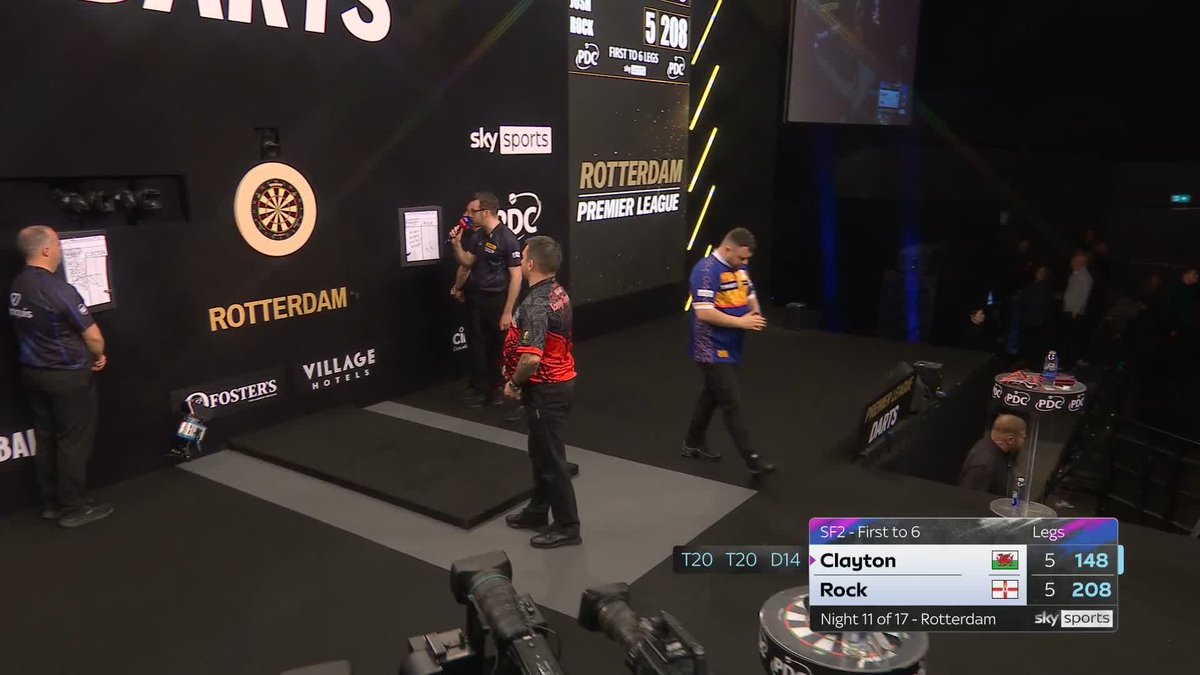CLAYTON INTO THE FINAL IN ROTTERDAM 🟠 Jonny Clayton shakes off a resilient Josh Rock to reach his FIFTH final in this year's Premier League! 📲 #PLDarts