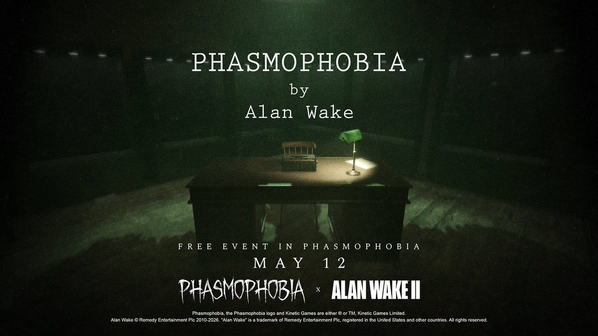 Ghost Hunters, The Dark Place envelops #Phasmophobia. Phasmophobia by Alan Wake is a free, limited-time event coming to the game on May 12th, created in collaboration with Remedy Entertainment 🔻Wishlist CONTROL Resonant!.