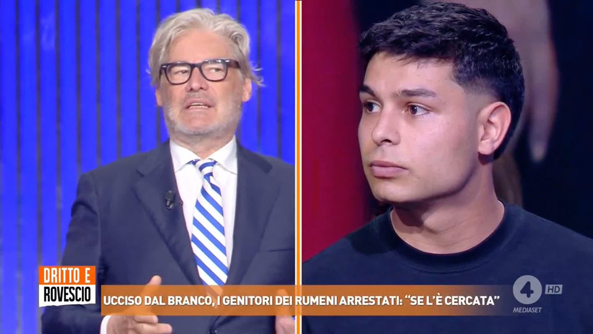 Il botta e risposta tra Nico, rumeno residente in Italia, e Paolo Del Debbio sul caso dell'uomo ucciso davanti a suo figlio di 11 anni a #Massa per un rimprovero ad un gruppo di giovani. #drittoerovescio