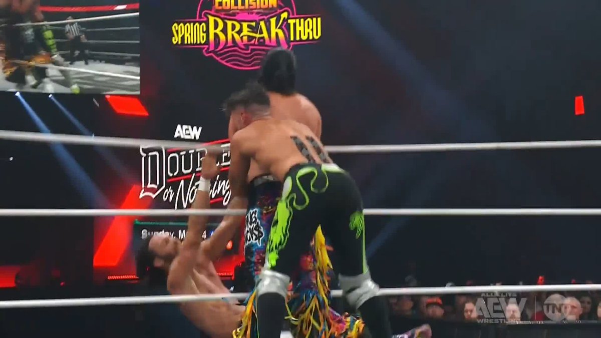 Try as he might, Zachary Wentz couldn't escape the @YoungBucks! Watch #AEWCollision on TNT + HBO Max