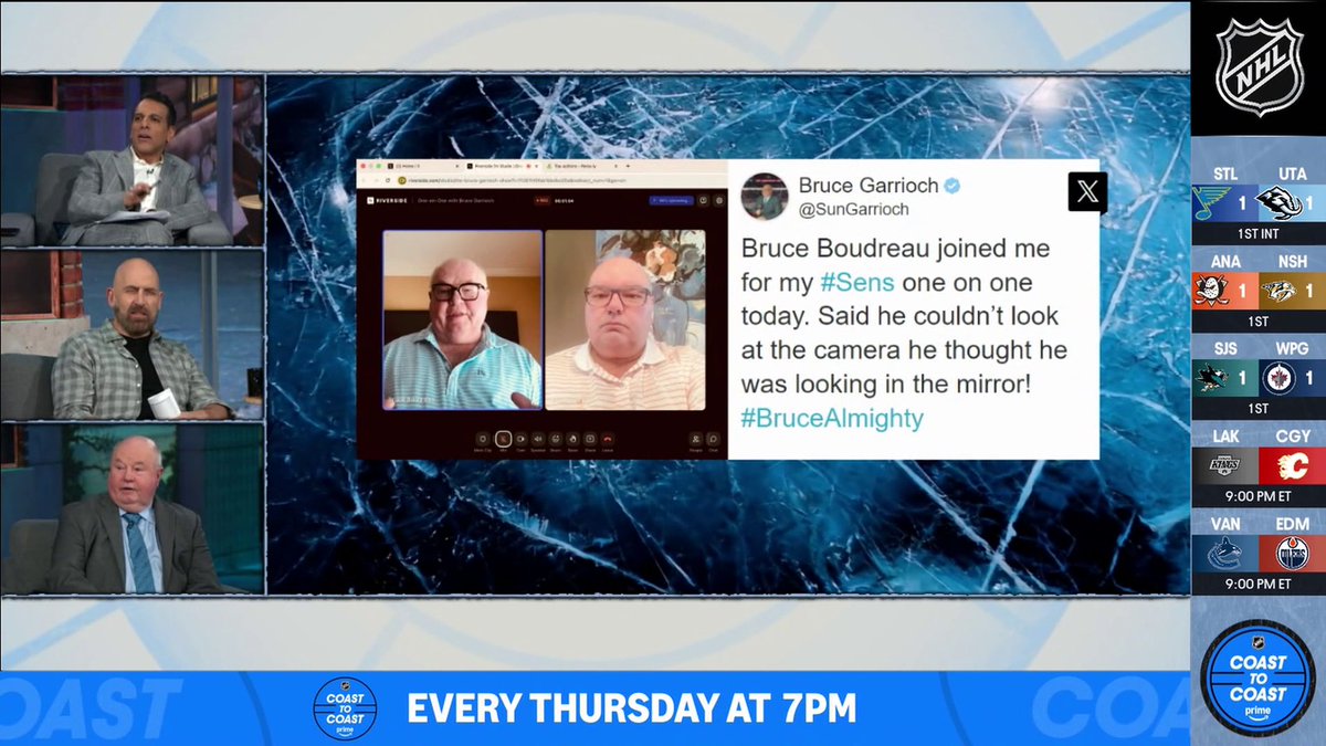 Bruce Boudreau and Bruce Garrioch win the Coastie for the Best Doppleganger Moment 😅