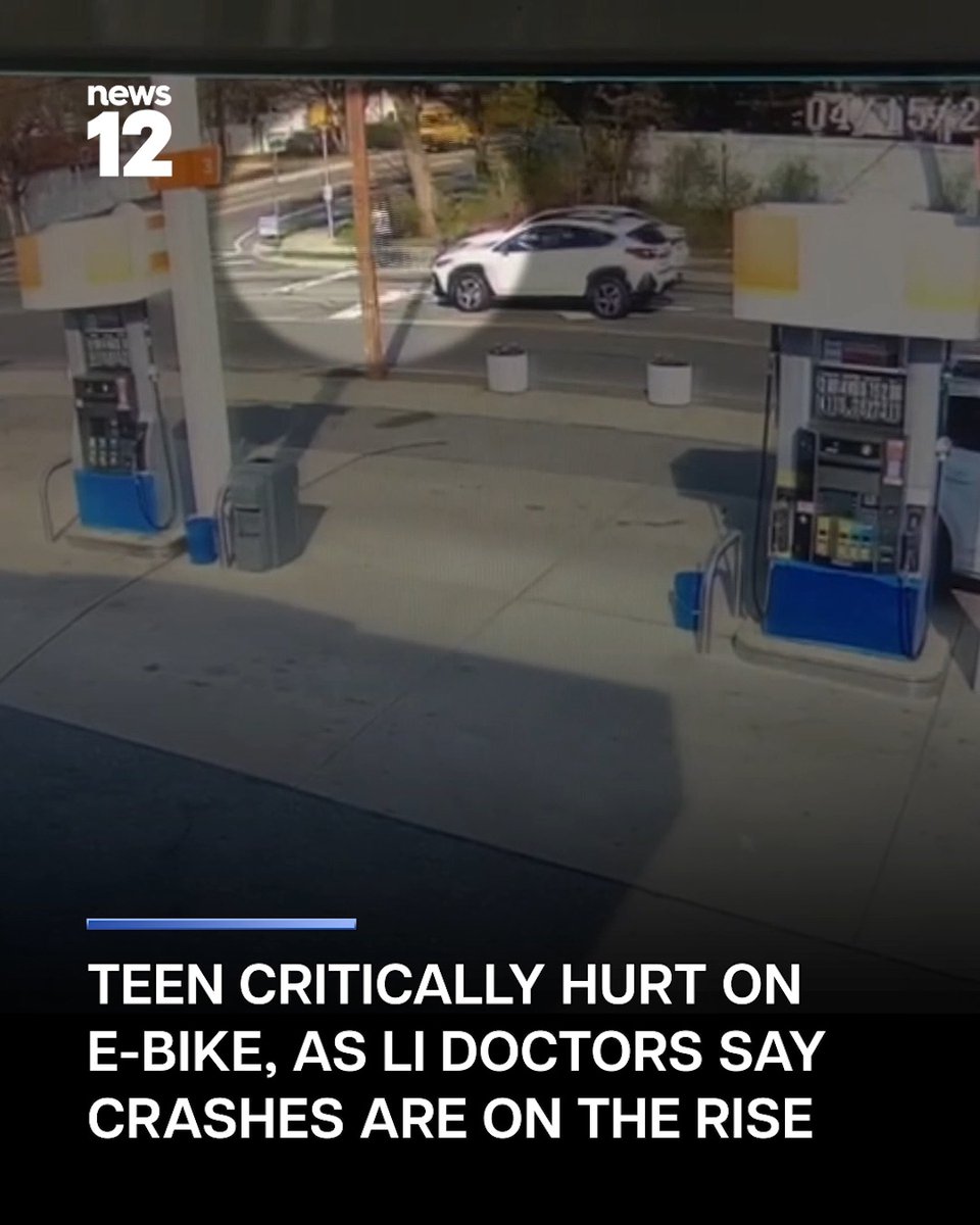 EBIKE ACCIDENT: A 15-year-old boy was critically injured after being hit by a minibus while riding his e-bike at Broadway and Little Plains Road in Huntington, police say. #News12 #LongIsland #Crash #EBike #EmergencyResponders