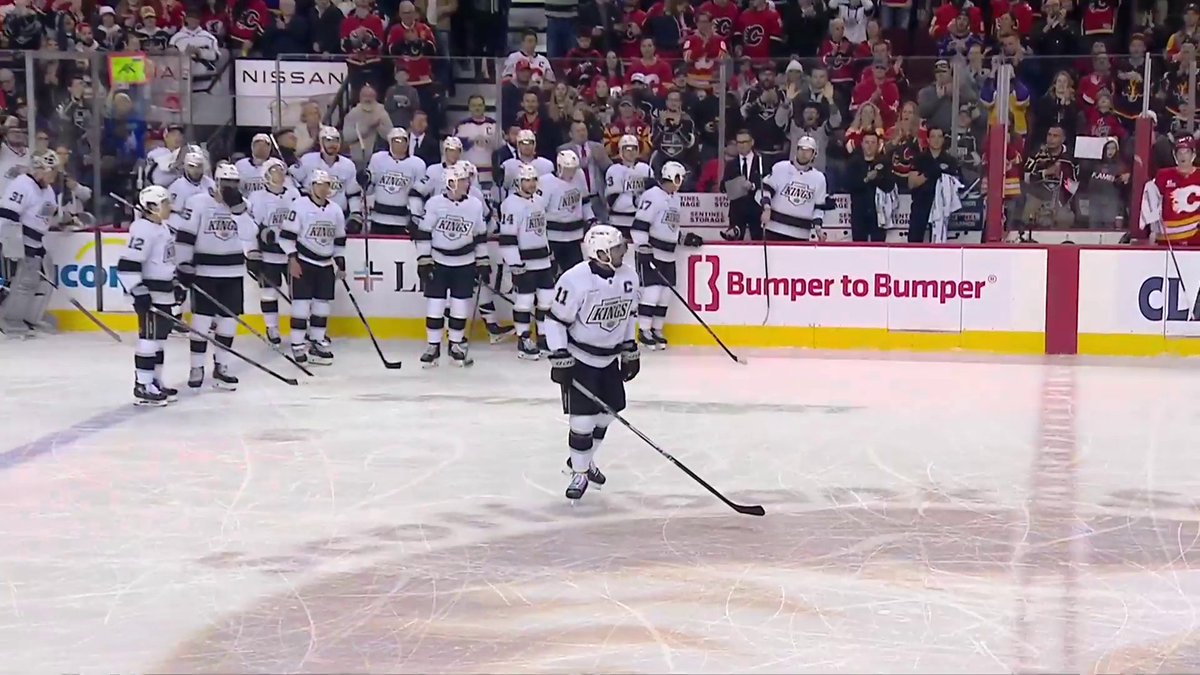 The Calgary Flames honored Anze Kopitar who is playing his final regular-season game tonight in Calgary! 👏