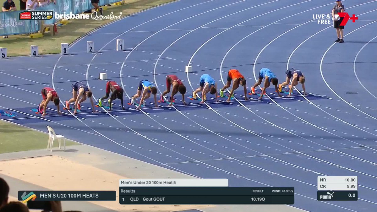 Gout Gout cruises to a 10.19 in his 100m heat run at the Australian Junior Championships! His semi final run will be at 12pm Saturday 👊