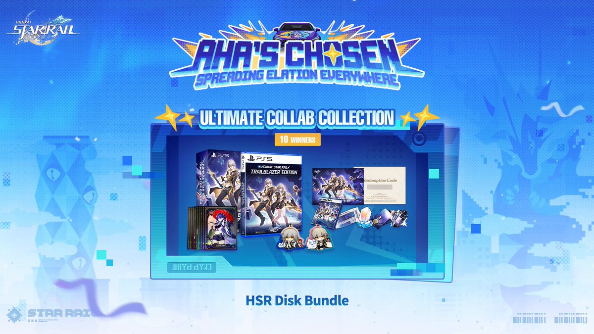 The 3rd Anniversary "Aha's Chosen" is in full swing, and the Honkai: Star Rail "Grand Collaboration Set" special giveaway is live now 🎁 Thanks to our partners for sponsoring 10 sets of the 3rd Anniversary Collab Gift Boxes, each containing: - Infinix NOTE 50 Pro+ 5G × 1 - Lunacy x HSR Sparxie × 1 - 3rd Anni Exclusive Swag × 1 - GiGO Acrylic Standee x 7, Long Cushion x 2, Blanket x 5 - HSR Disk Bundle × 1 - Mrage Official Collab Jackets x 2 - 8BitDo Ultimate 2 Wireless Controller (Honkai: Star Rail - Evernight) × 1 - Amphorean Memorial Stamps × 1 - BAIT Official Collab Apparels × 1 - ROUND1 Cushion × 1 - Gong Cha Collaboration Merchandise Set × 1 * Styles for some collaboration items are random, but sizes are uniform. Please refer to the actual items received.