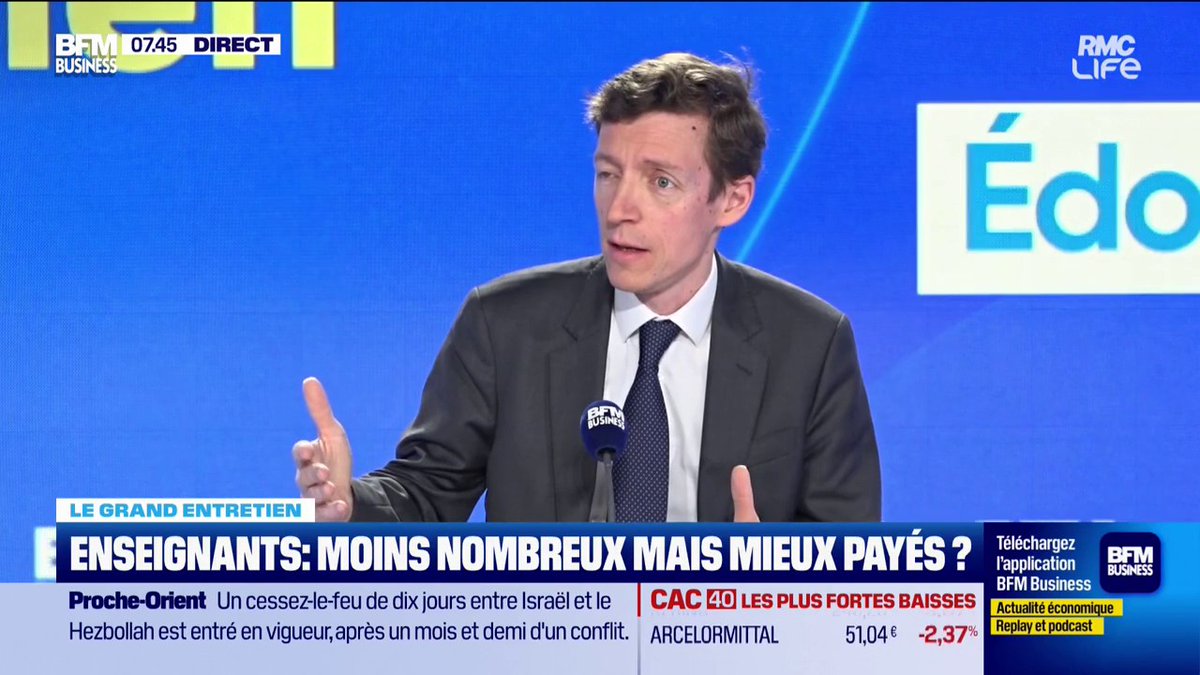 Les enseignants seraient-ils être mieux payés s'ils étaient moins nombreux ?🏫 "Dès que possible il faudra effectivement retravailler sur la rémunération des professeurs dans leur première partie de carrière" 💬Édouard Geffray, Ministre de l'Éducation nationale 🎙️Laure Closier