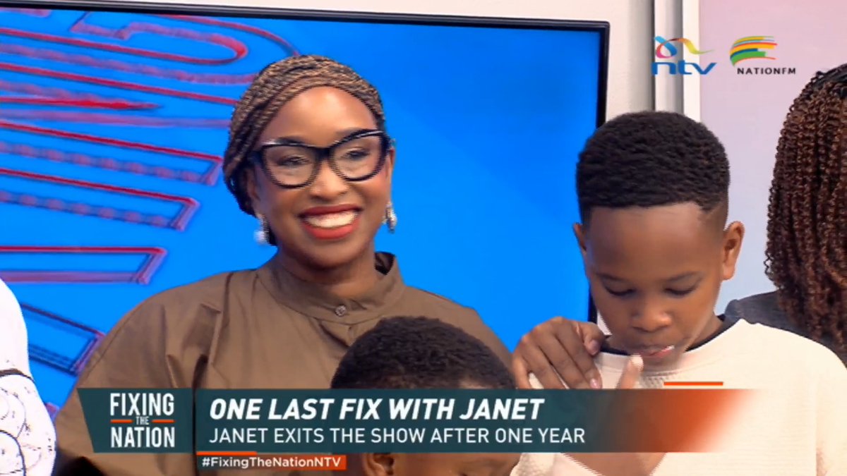 Janet Mbugua's sons Huru &amp; Mali surprise her in studio as #FixingtheNationNTV say goodbye to one of their own. 🥹😍 Thank you Jano, you will be missed. 💐❤️💯👏🏾