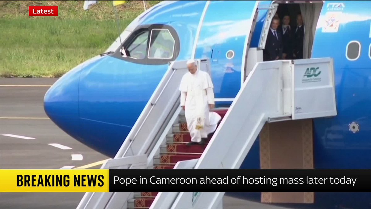 BREAKING: Pope Leo has arrived in Douala, Cameroon, ahead of hosting a mass later today. 📺 Sky 501, Virgin 602, Freeview 233 and YouTube