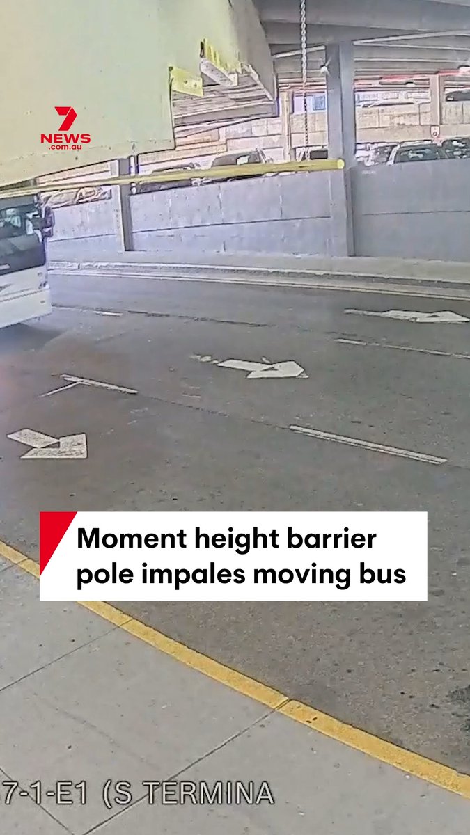 CCTV footage has captured the terrifying moment a bus was impaled by a height barrier pole on April 14, at Hartsfield-Jackson Atlanta International Airport. The Atlanta Police Department said no one was injured. #bus #cctv #airport #Atlanta
