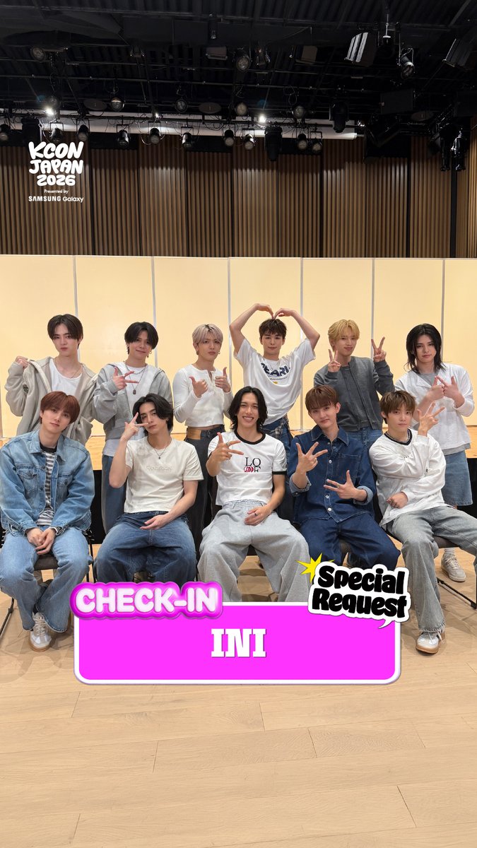 [#KCONJAPAN2026] #INI CHECK-IN INIがKCONに帰ってきた！また一緒に、忘れられない思い出を作る準備はできてる⁈ アーティストの特別なリクエストに答えて、コメントしてね👇 コメントが増えるほど、スペシャルな特典が待ってるよ！👀✨ - KCON JAPAN 2026 MAY 8-10 Makuhari Messe Let's #KCON