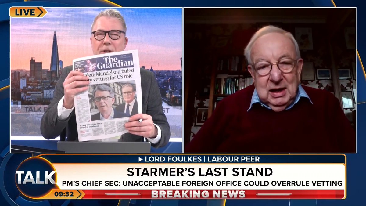 🚨🚨'You're WORSE than Jeremy Kyle, Ian!' A full-blown row erupts as Lord Foulkes defends the actions of Sir Keir Starmer and accusing Ian of being biased. 'Are you going to ALLOW me to SPEAK NOW?' Ian Collins