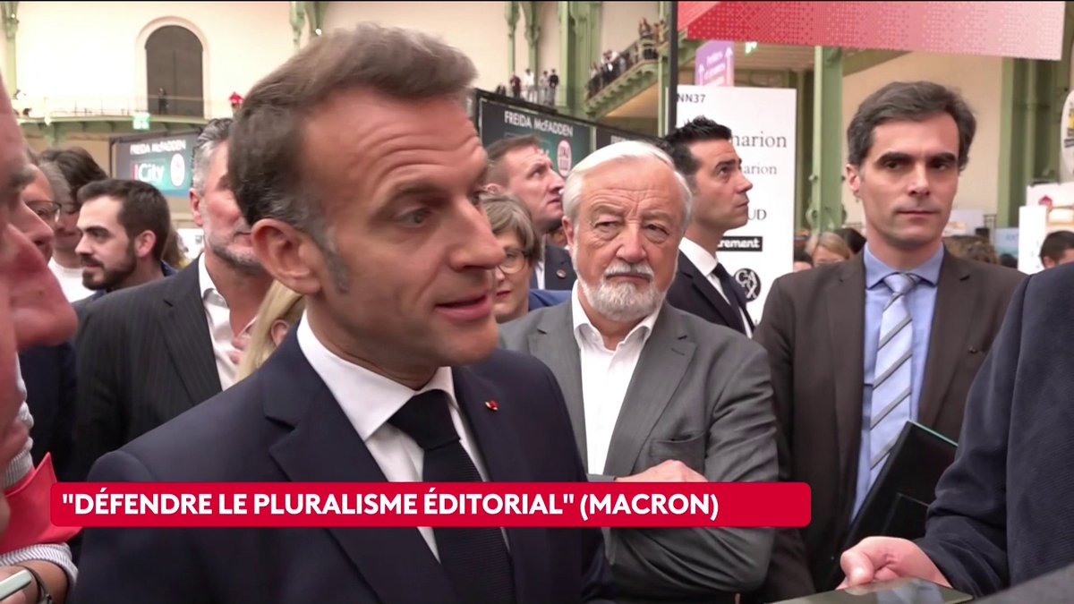 🔴 🗣 "Je pense que le pluralisme éditorial est important", assure Emmanuel Macron depuis le Salon du livre à Paris. Il ajoute avoir une pensée "pour tous ces auteurs et pour monsieur Nora", après le licenciement d'Olivier Nora de la maison d'édition Grasset. #canal16