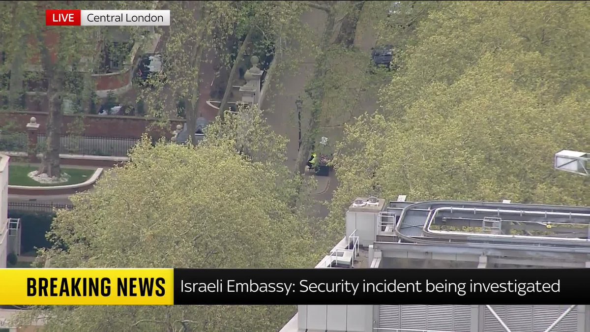 BREAKING: The Israeli Embassy has said in a statement that the building "was not attacked" and that "all staff are safe" This is after police presence in Kensington Gardens, opposite the embassy, was increased due to an "ongoing incident" 📺 Sky 501