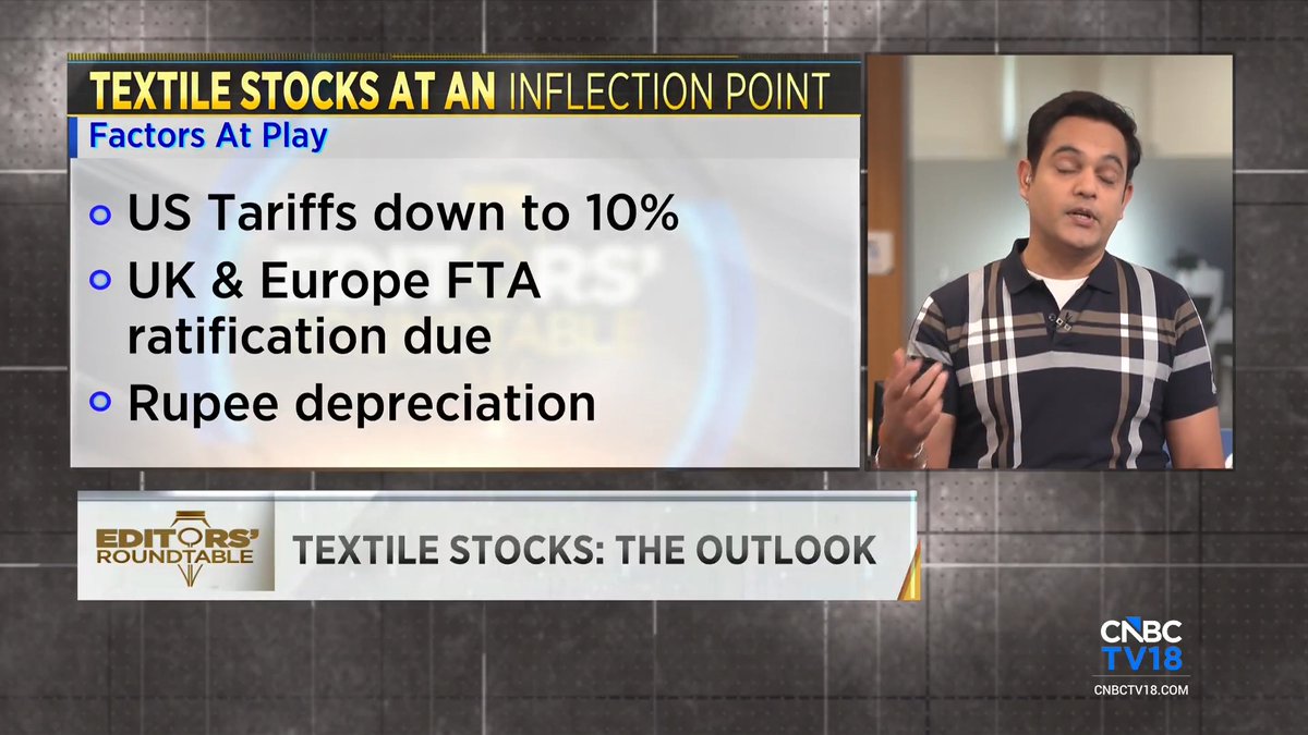 Are Textile/Garmenting stocks at an inflection point 🤔 Tailwinds Lower 🇺🇸 tariffs ₹ depreciation UK &amp; Europe FTA ratification due Energy issues in 🇧🇩 Cotton Yarn Spreads surge Stocks Welspun Living Gokaldas Exports Pearl Global KPR Mill