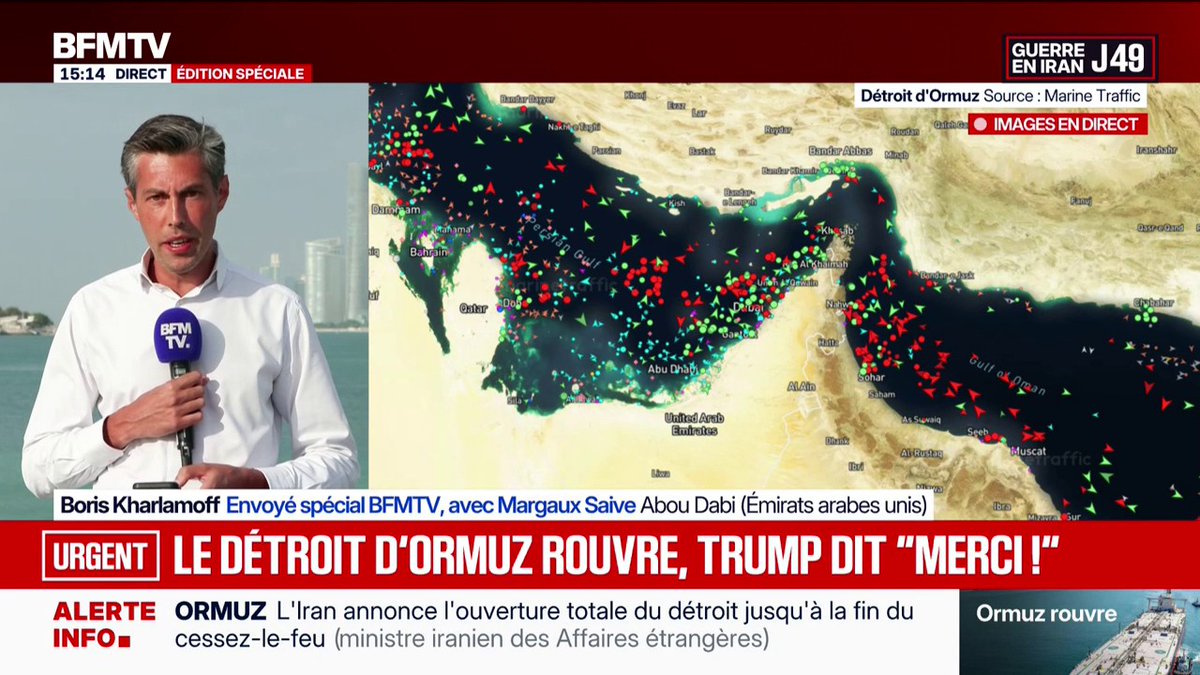 "Merci !": Donald Trump réagit à la réouverture du détroit d'Ormuz annoncée par le ministre iranien des Affaires étrangères