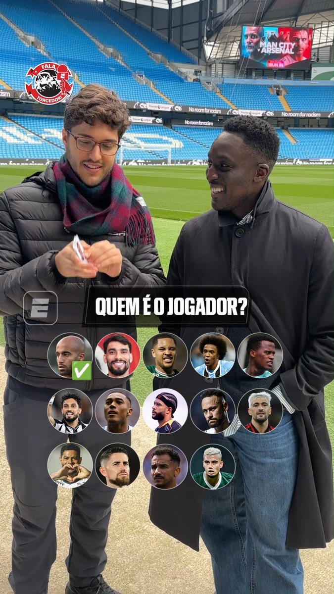 ESSE INGLÊS AMASSOU NO DESAFIO, QUE ISSO! A ESPN está na Inglaterra para a cobertura de Manchester City x Arsenal e esse torcedor inglês deu uma aula de futebol brasileiro na hora de adivinhar o nome dos jogadores! Que desempenho absurdo! ASSISTA à Manchester City x Arsenal, duelo que pode decidir a Premier League, no próximo domingo (19), às 12h30 (de Brasília) pela ESPN no Plano Premium do #DisneyPlus! #PremierLeagueNaESPN #Futebol #Brasileirão